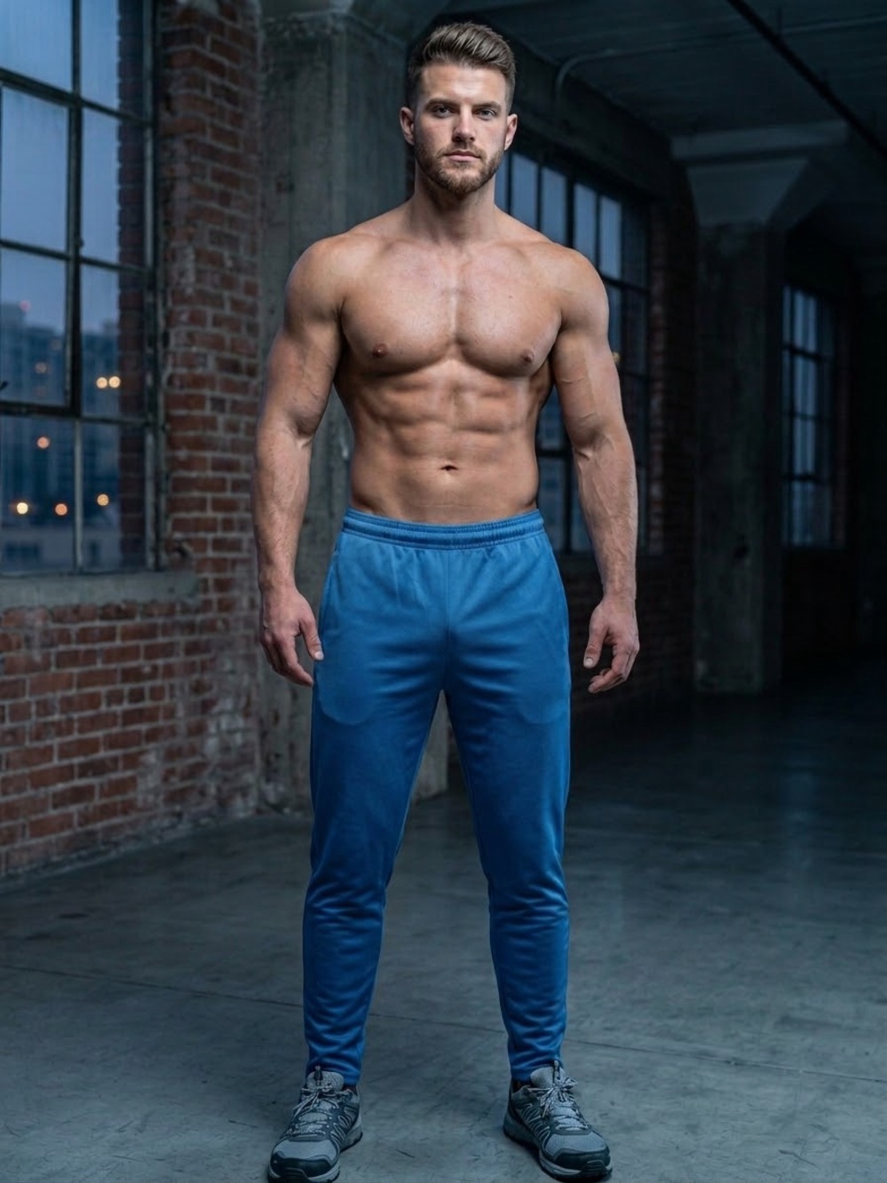 Real Essentials Men's Slate Blue Tech Mesh Track Pants